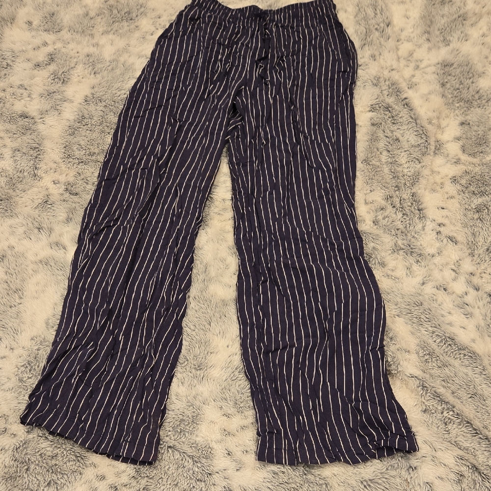 Navy and White Striped Pants